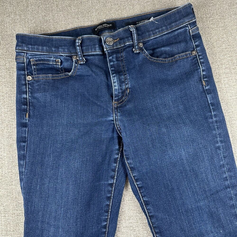 Banana Republic Slim Straight Jeans Womens Size 29 Dark Wash Premium Denim
